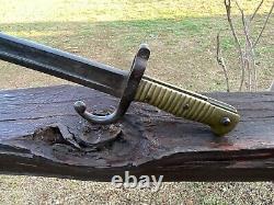 Antique French 1860s Short Sword BAYONET / Brass Handle / ST ELIENNE CESSPOT