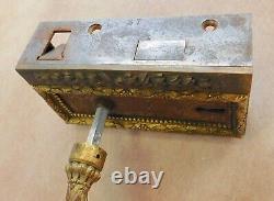 Antique French brass steel bronze door handles rim lock box Sterlin Bricard ST