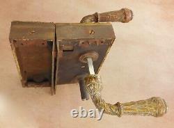 Antique French brass steel bronze door handles rim lock box Sterlin Bricard ST