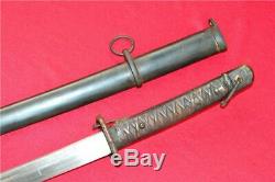 Antique Japanese Sword Samurai Katana Sharpen Steel With Sheath & Brass Handle