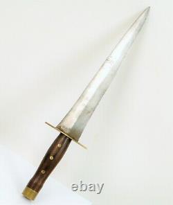Antique Large 18 Dagger Knife Sword Wood Handle Brass Fittings Sheath Nice