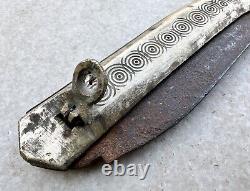 Antique Old Hand Crafted Brass Handle Iron Blade Folding Locking System Knife