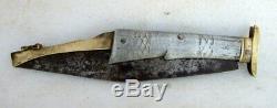Antique Old Rare Metal Handle Iron Blade Brass Lock Back System Folding Knife