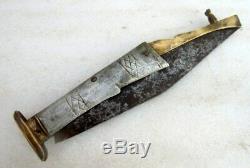 Antique Old Rare Metal Handle Iron Blade Brass Lock Back System Folding Knife