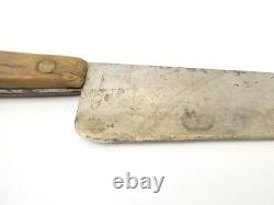 Antique Old Wood Handle Brass Rivet Chefs Steel Kitchen Knife Cutting