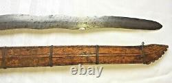 Antique Silat Asian Sword with Brass/Bronze Wire Grip & Wooden Scabbard 26.5