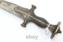 Antique Sword Handmade Old Damascus Faulad Wootz Steel Blade Old Steel Handle C