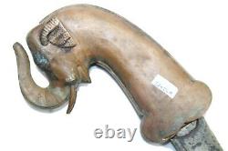 Antique Sword Handmade Old Damascus Sakela Steel Blade Copper Elephant Handle