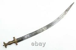 Antique Sword Handmade Old Hand Forged Steel Engraved Blade Old Brass Handle