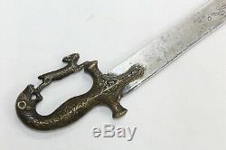 Antique Sword Handmade Old Hand Forged Steel Engraved Blade Old Brass Handle A