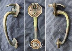 Antique Vintage Old Exterior Entry Door Lock Handle Pull Knob Plate Lockset Key