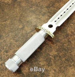 Arc Cutlery Rare D2 Tool Steel Silver Handle Hunting Dagger Bowie Knife -sheath