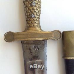 Artillery Short Sword Pre Civil War Leather & Brass Scabbard 1841WS Brass Handle