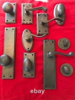Ashley Norton Bronze knob lever backplate, round & egg handles. Thumb tums Lot