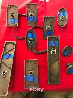 Ashley Norton Bronze knob lever backplate, round & egg handles. Thumb tums Lot