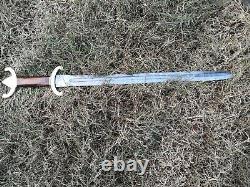 BEAUTIFUL Handmade SURVIVEL Damascus Steel Medieval Sword With Wood, Brass Handle