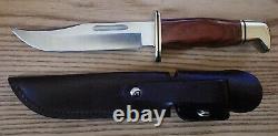 BUCK USA 119 Brass Cocobolo Handle 2005 Fixed Blade Hunting Knife with Sheath