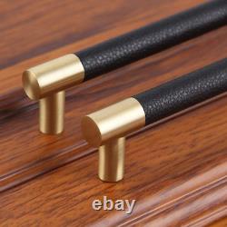 Bar Cabinet Handle Knob Pull Brushed Satin Gold/Brass Finish with Upholstered Bl