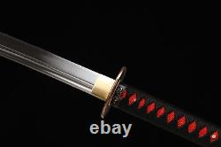 Battle Ready 117cm JP Naginata Katana Sword Brass Tsuba Full Tang Sharp Red Saya