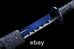 Battle Ready Broadsword Sword Sharp Blue High Manganese Steel Blade Long Handle
