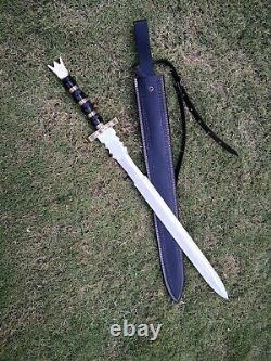 Beautiful CUSTOM HAND MADE High Carbon STEEL Sword with brass & horn handle