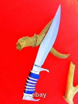 Beautiful Custom Handmade D-2 Steel Hunting Sword Knife Handle Bone Sheet Brass