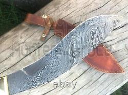 Beautiful Custom Handmade Damascus Steel Hunting Kukri Knife Dollar Sheet Handle