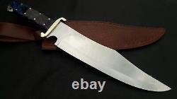 Beautiful Custom handmade D2 tool steel big Bowie Knife With leather sheath