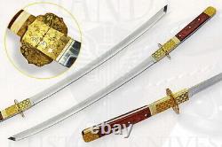 Beautiful Handmade D2 Tool Steel Blade Samurai Sword Wood & Brass Handle+sheath