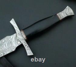 Beautiful Handmade Damascus Sword Bull Horn Handle With Cover