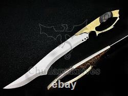 Beautiful Handmade J2 Steel Sword with Ram horn & engraving brass handleLimited