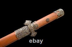 Beautifully Brass rosewood Tang Dao Chinese Sword Folded Steel Battle Knife