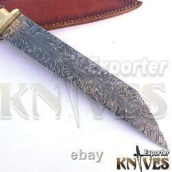 Blacksmith New Custom Made Damascus Steel Hunting Survival Knife, Wooden Handle