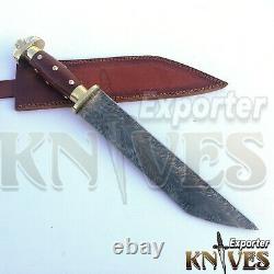 Blacksmith New Custom Made Damascus Steel Hunting Survival Knife, Wooden Handle