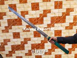 Blacksmith New Custom Made Damascus Steel Katana Ninja Tanto Sword, Wood Handle
