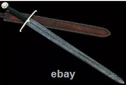 Blacksmith New Custom Made Damascus Steel Viking Medieval Sword, Wooden Handle