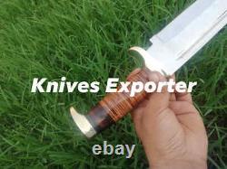 Blacksmith New Custom made Spring Steel Hunting Survival Knife, Leather Handle