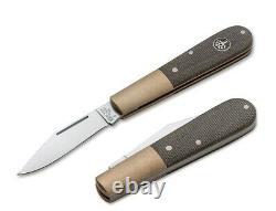 Boker Barlow Folding Knife 2.52 440C Steel Blade Brass / Micarta Handle 112941