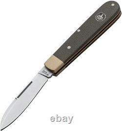 Boker Prime Barlow Folding Knife 2.72 N690 Steel Blade Olive Micarta Handle