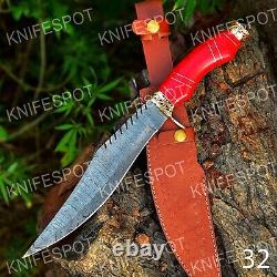 Bowie Knife made with Damascus steel and Turquoise Stone & Brass Handle