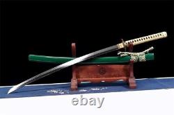 Brass Buddhism Tsuba 1095Steel Clay Tempered Blade Japanese Samurai Sword Katana