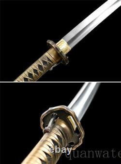 Brass Handle 1095 Carbon Steel Japanese Sword Katana Full Tang Blade