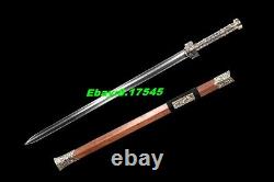 Brass Handle Chinese Dao Sword Big Groove Blade Folded Steel Han Tang Saber Jian