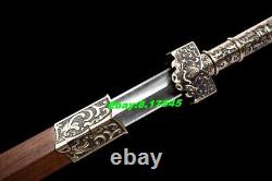 Brass Handle Chinese Dao Sword Big Groove Blade Folded Steel Han Tang Saber Jian
