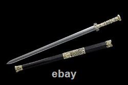 Brass Handle Chinese Han Dynasty Double Edge Sword Folded Steel Battle Ready Bla