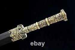 Brass Handle Chinese Han Dynasty Double Edge Sword Folded Steel Battle Ready Bla
