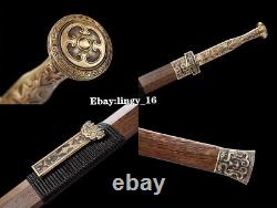 Brass Handle Chinese Han Dynasty General Jian Sword Clay Tempered Damascus Steel