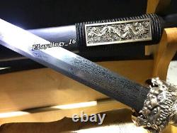 Brass Handle Dragon Saber Chinese Sword Battle Ready Damascus Steel Han Jian