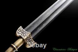 Brass Handle Pattern Steel Double Large Groove Wide Blade Han Sword Sharp #4199