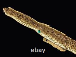 Brass Handle SAYA Fish JIan Chinese KUNGFU Short Knife Sword Folded Steel Dagger